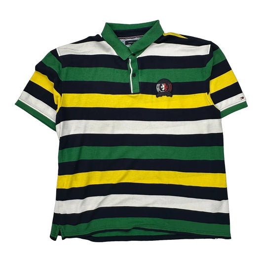 Tommy Hilfiger Striped Polo Shirt - 3XL Green Cotton