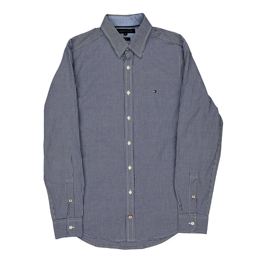 Slim Fit Tommy Hilfiger Checked Shirt - Medium Blue Cotton
