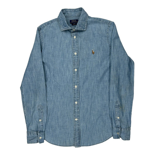 Polo By Ralph Lauren Slim Fit Denim Shirt - Small Blue Cotton