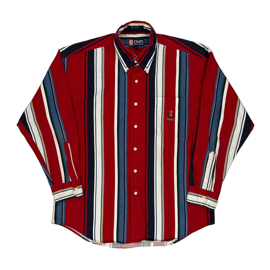 Chaps Ralph Lauren Striped Shirt - Large Blue Cotton