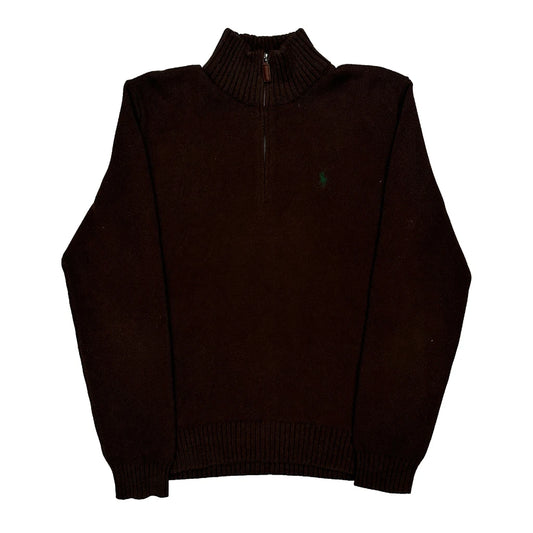 Polo By Ralph Lauren 1/4 Zip - Small Brown Cotton
