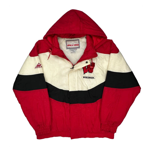 Vintage Wisconsin Apex One College Windbreaker - XL Red Nylon
