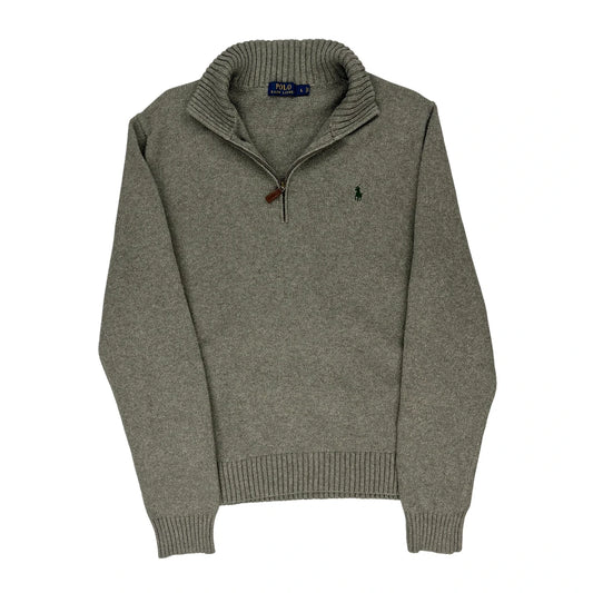 Polo By Ralph Lauren 1/4 Zip - Large Grey Wool