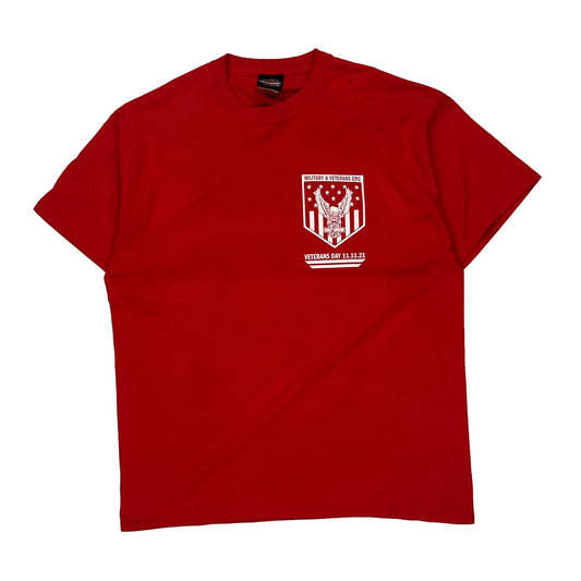 Veterans Day 11.11.21 Harley Davidson Graphic T-Shirt - XL Red Cotton