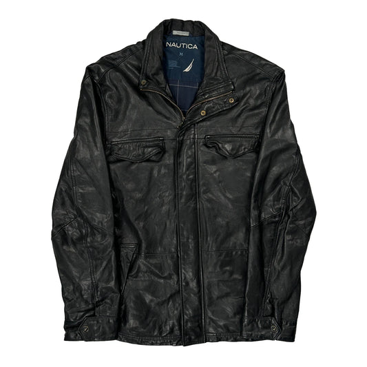 Nautica Leather Jacket - Medium Black Leather