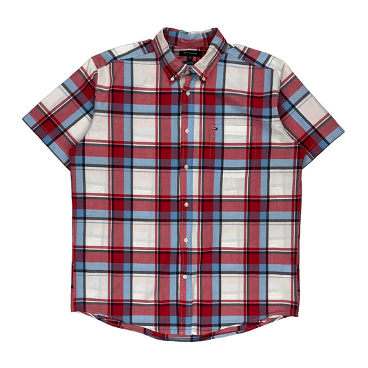 Tommy Hilfiger Checked Short Sleeve Shirt - XL Red Cotton