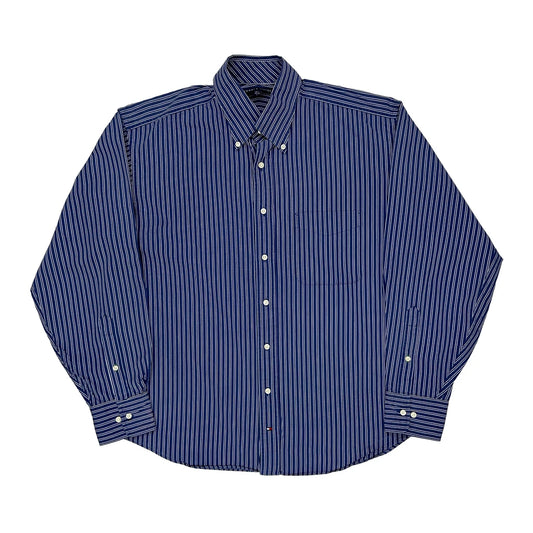 Tommy Hilfiger Striped Shirt - Large Blue Cotton