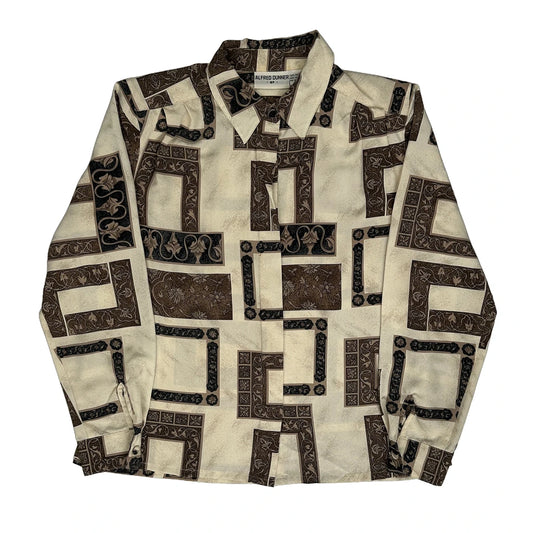 80S Alfred Dunner Patterned Shirt - Medium Beige Polyester