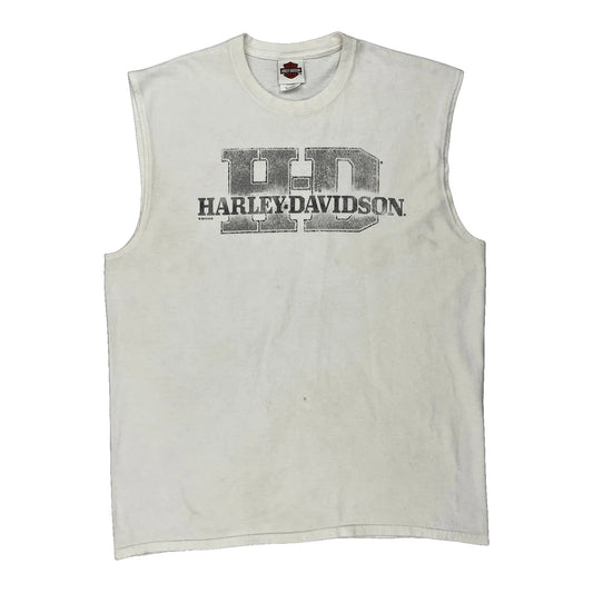Chesapeake Harley Davidson Graphic Vest - XL White Cotton