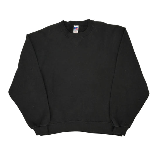 90S Blank Russell Athletic Sweatshirt - Large Black Cotton