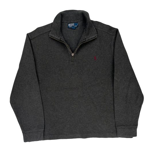 Polo By Ralph Lauren 1/4 Zip - Large Grey Cotton
