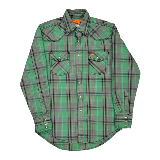 20X Fr Wrangler Checked Shirt - Medium Green Cotton Blend