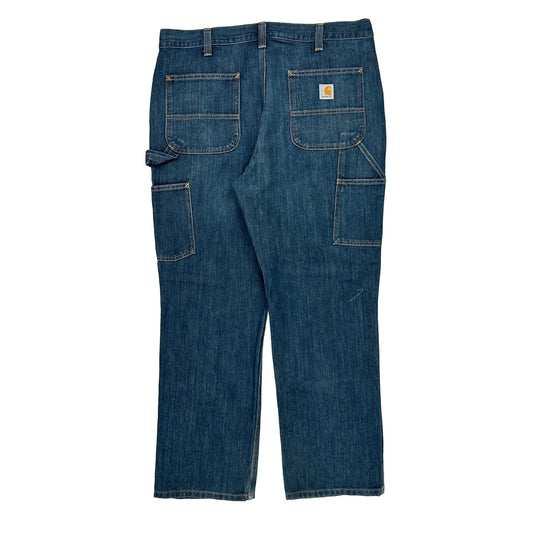Carhartt Double Knee Carpenter Jeans - 38W 30L Blue Cotton Blend