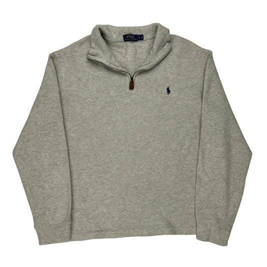 Polo By Ralph Lauren 1/4 Zip - Large Grey Cotton