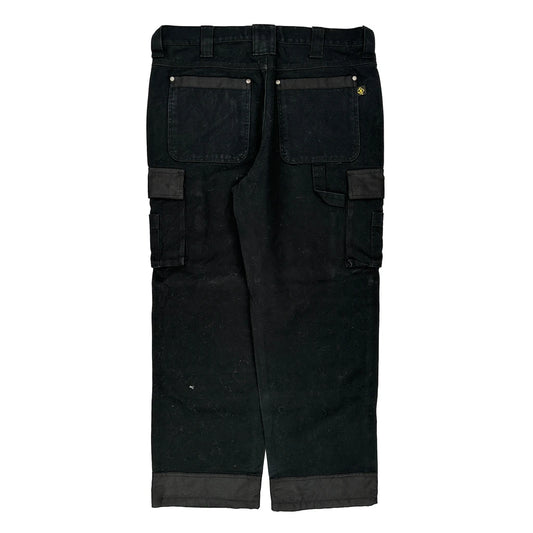 Unbranded Double Knee Cargo Trousers - 36W 30L Black Cotton
