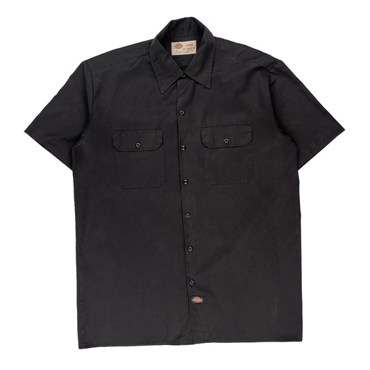 Dickies Short Sleeve Shirt - Large Black Polyester Blend