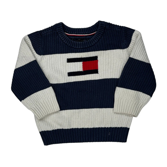 Age 18 Months Tommy Hilfiger Striped Jumper - 3XS Navy Cotton