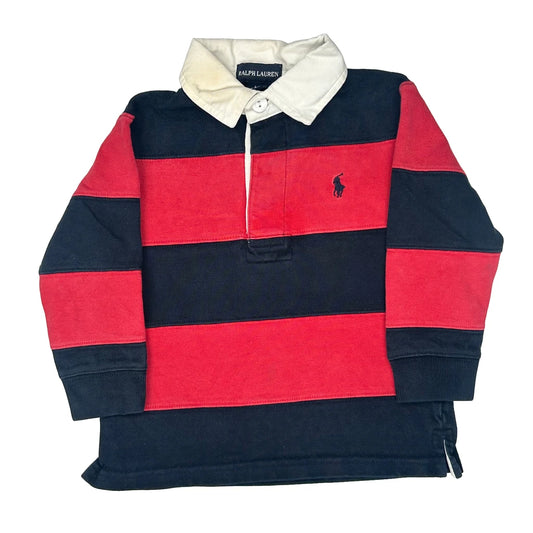 Age 12-18 Months Ralph Lauren Striped Rugby Shirt - 2XS Navy Cotton