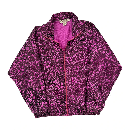1980'S Quest Floral Shell Jacket - Large Purple Polyester