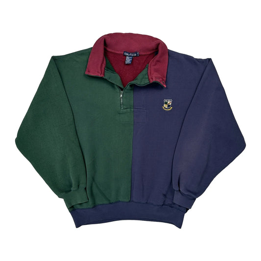 Nautica Colour Block 1/4 Zip - XL Multicoloured Cotton Blend