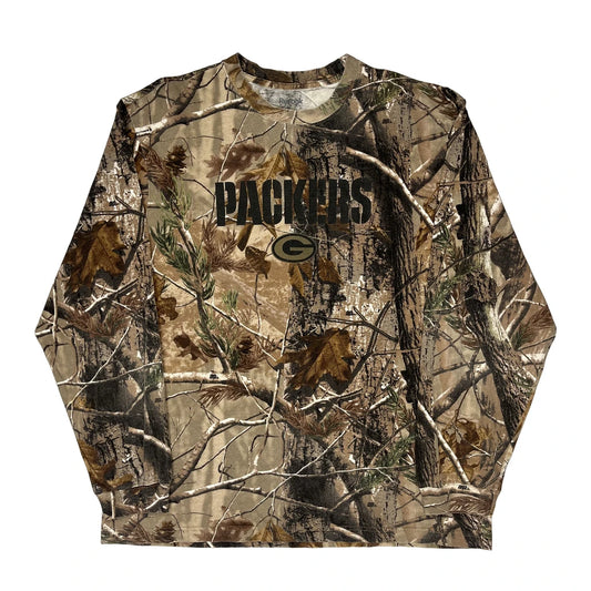 Vintage Green Bay Packers Reebok Nfl Long Sleeve T-Shirt - XL Camo Cotton