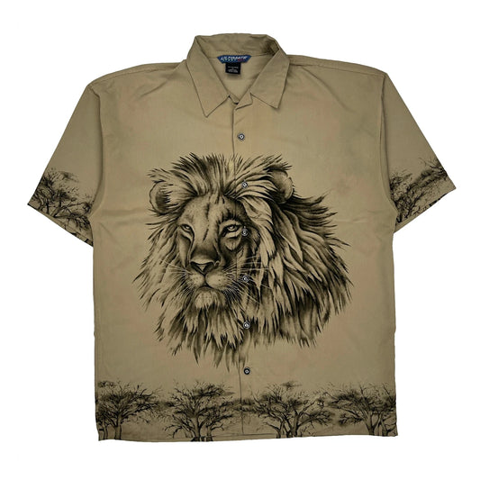 Vintage Ultimate Sport Short Sleeve Shirt - Large Beige Polyester