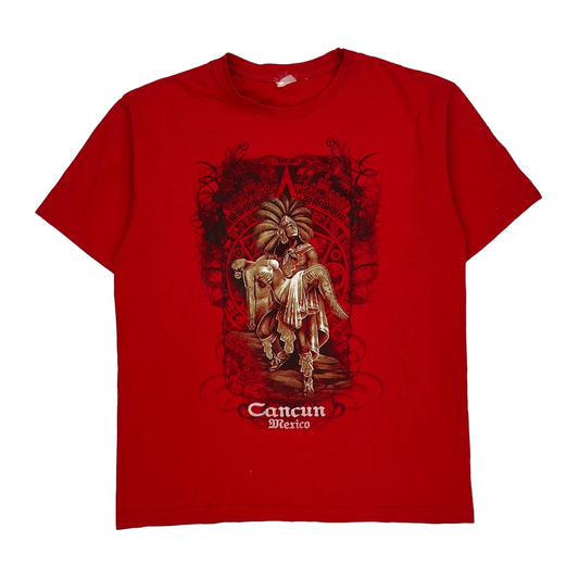 Cancun Mexico Unbranded Graphic T-Shirt - Medium Red Cotton