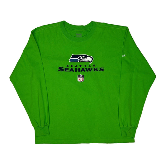 Vintage Seattle Seahawks Reebok Nfl Long Sleeve T-Shirt - Large Green Cotton