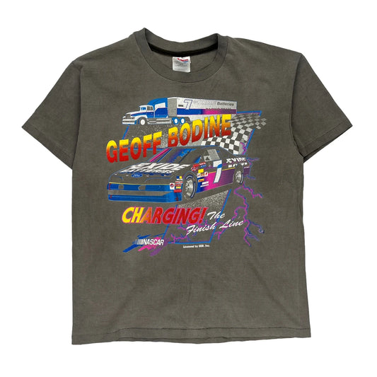 Geoff Bodine Hanes Nascar T-Shirt - Large Grey Cotton
