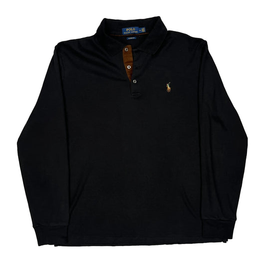 Polo By Ralph Lauren Long Sleeve Polo Shirt - Medium Black Cotton