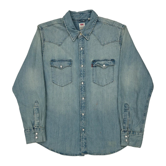 Levis Denim Shirt - Large Light Wash Cotton