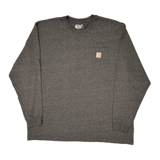 Carhartt Long Sleeve T-Shirt - 2XL Grey Cotton Blend