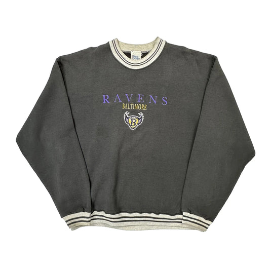 Made In USA Pro Player Baltimore Ravens Sweatshirt - XL Grey Polyester