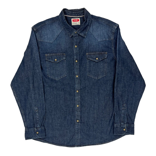 Wrangler Denim Shirt - XL Blue Cotton