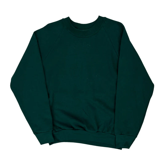 90S Blank Fruit Of The Loom Sweatshirt - Medium Green Cotton Blend