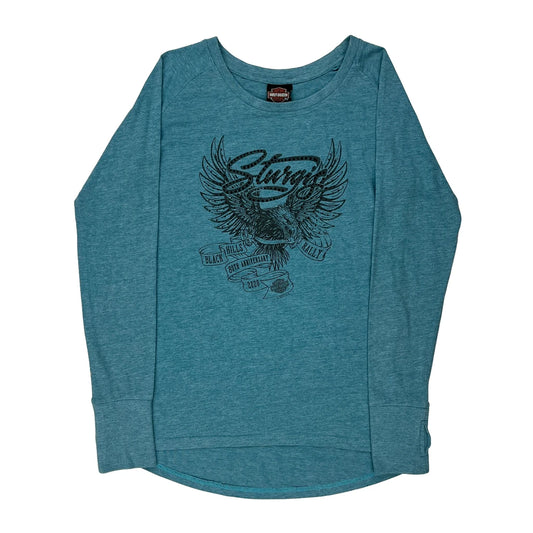 Sturgis Black Hills Rally 2020 Harley Davidson Graphic Long Sleeve T-Shirt - Medium Blue Cotton