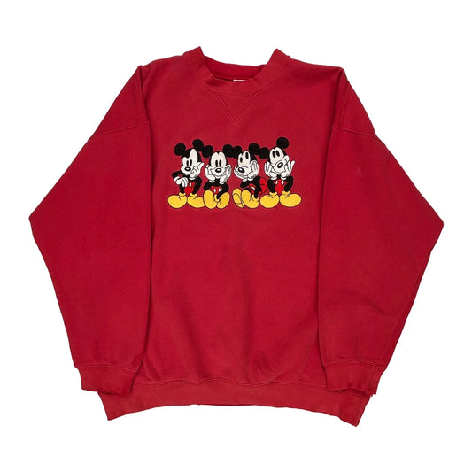 Mickey Mouse Disney Sweatshirt - XL Red Cotton Blend