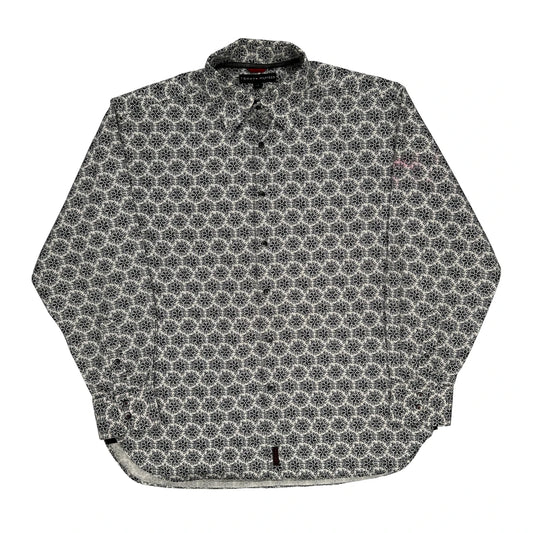 Tommy Hilfiger Christmas Patterned Shirt - Large Black & White Cotton