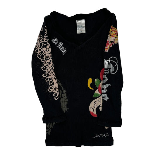 Love Kills Slowly Ed Hardy Graphic Long Sleeve T-Shirt - 3XS Multicoloured Cotton