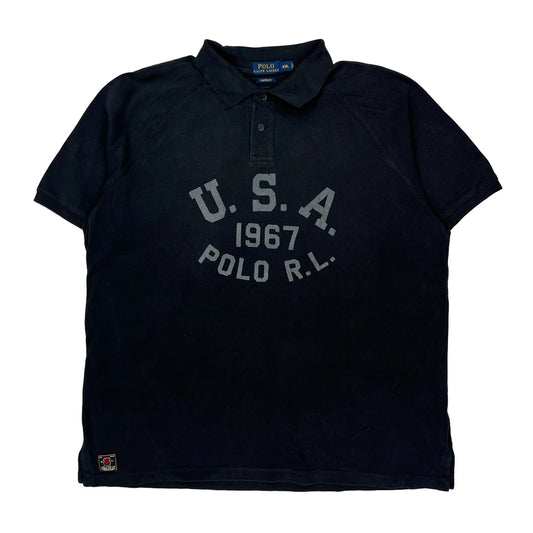 Polo By Ralph Lauren Graphic Polo Shirt - 2XL Black Cotton