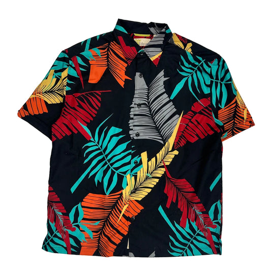 Cubavera Floral Hawaiian Shirt - Large Black Polyester