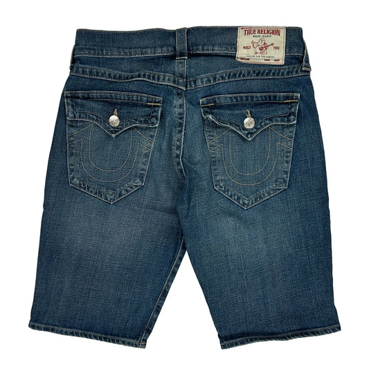 True Religion Slim Denim Shorts - 30W 11L Blue Denim
