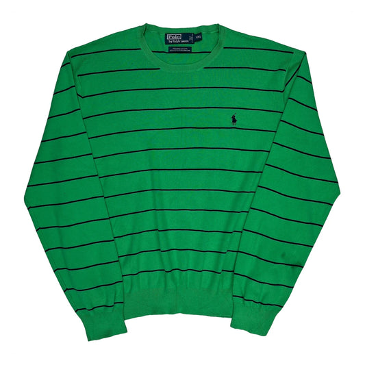 Vintage Polo By Ralph Lauren Striped Jumper - 2XL Green Cotton