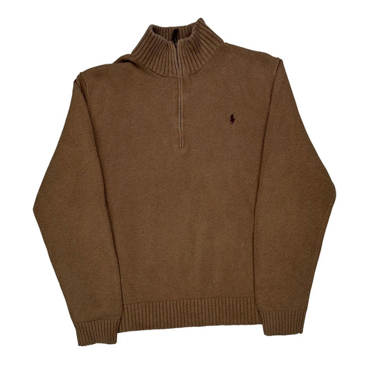 Polo By Ralph Lauren 1/4 Zip - XL Brown Wool