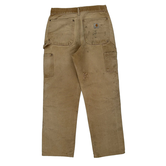 Carhartt Double Knee Carpenter Trousers - 30W 29L Beige Cotton