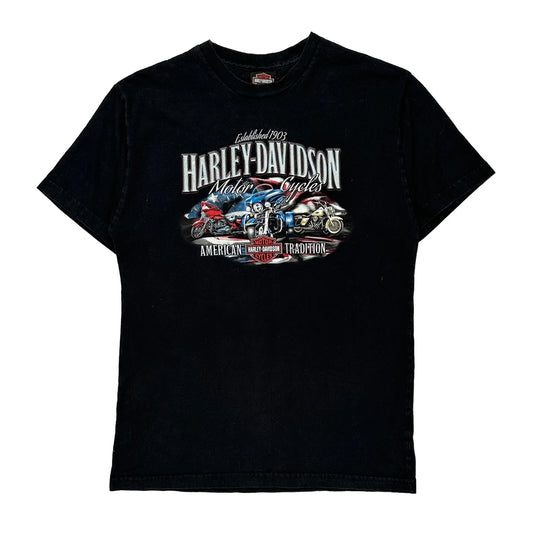 American Tradition Harley Davidson Graphic T-Shirt - Medium Black Cotton