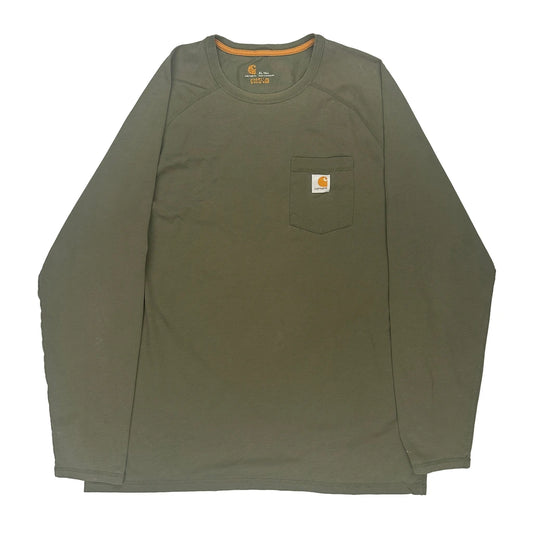Carhartt Tall Long Sleeve T-Shirt - XL Green Cotton Blend