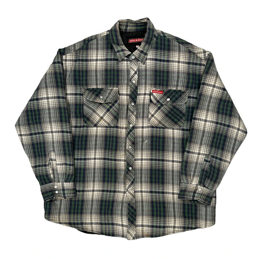 Dickies Checked Flannel Shirt - XL Green Cotton