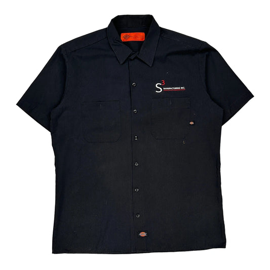 Dickies Short Sleeve Shirt - Large Black Polyester Blend