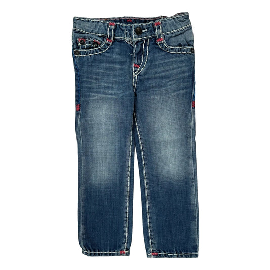 Vintage Age 4 True Religion Contrast Stitch Jeans - Small Blue Denim
